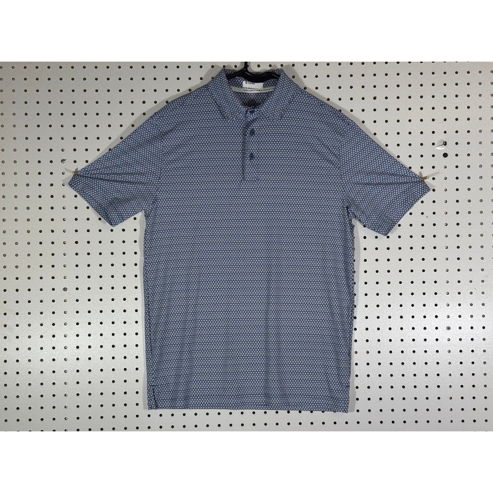 Collection by Michael Strahan Mens Blue Geometric Diamond Polo Shirt Size S